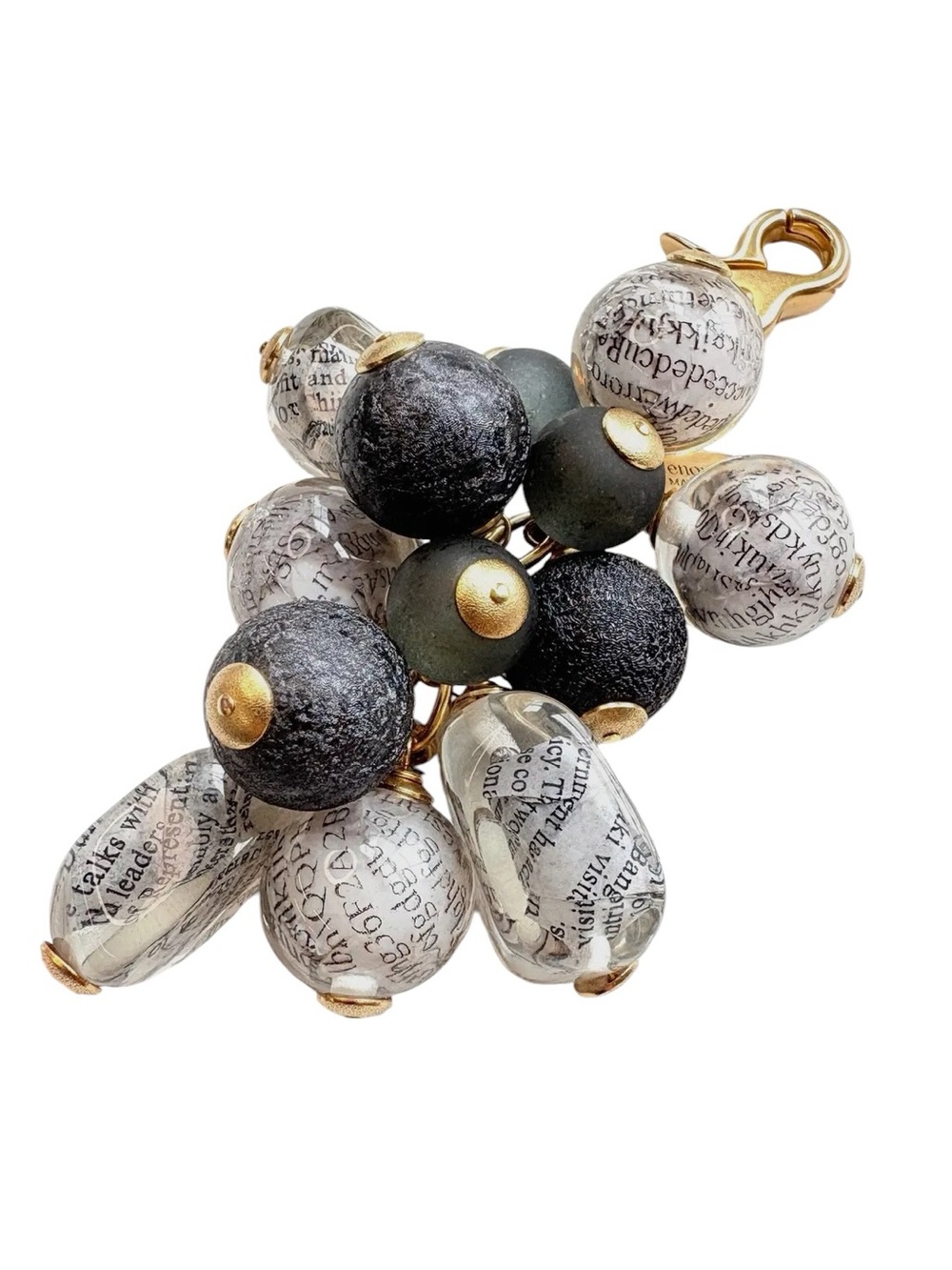 Lenora Dame Newspaper Bead Bag Charm Bag Charm